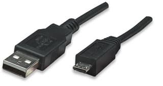 MANHATTAN 307178 Cable USB A a Micro-B de Alta Velocidad, 1.8m color negro.