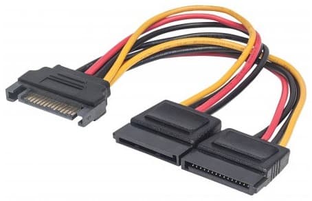 MANHATTAN 354554 Cable Y de alimentación SATA, Alimenta 2 drivers SATA con un cable de energía SATA, Largo 15cm