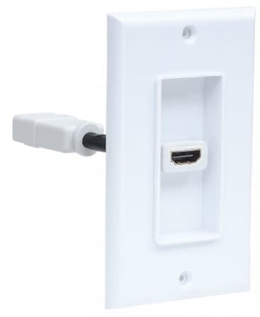 MANHATTAN 771719 Placa de pared HDMI de un puerto, Compatible con cajas de montaje de distribución sencilla, ranuras y cajas montadas en pared.