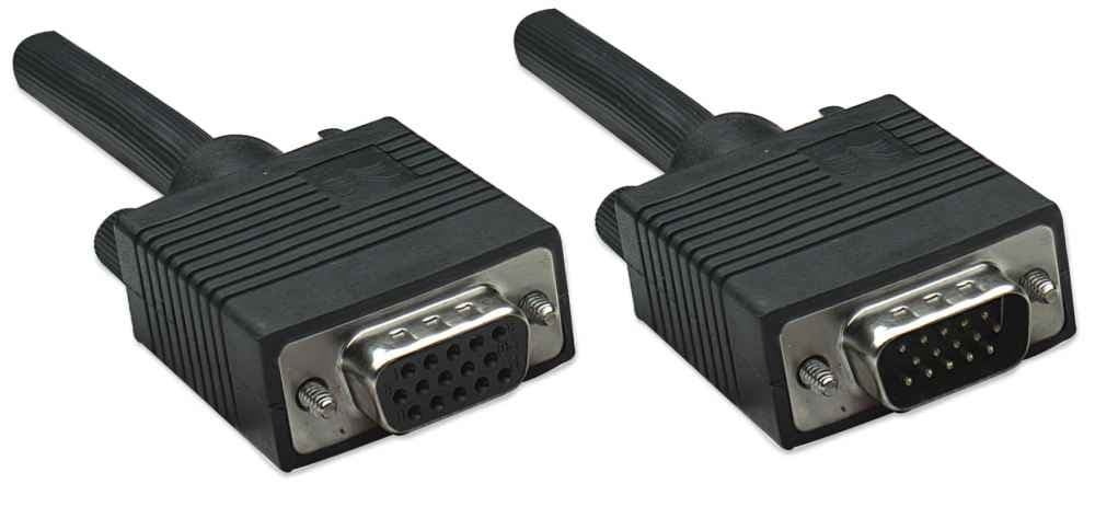 MANHATTAN 309011 Extension VGA HD15 macho a HD15 hembra; 1.8 m. Negro, completamente blindado para reducir la interferencia.