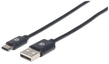 MANHATTAN 354929 Cable para Dispositivos USB C de Alta Velocidad. USB 2.0, A macho/ C macho, 480 Mbps, Longitud 2m, Color Negro
