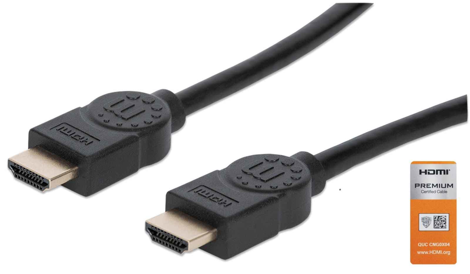 MANHATTAN Cable HDMI 2.0, Alta Velocidad con Canal Ethernet Premium 4K@60Hz MANHATTAN 355353, 3 m, Macho, Negro