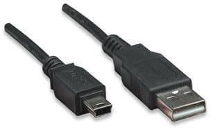 MANHATTAN 333375 Cable USB 2.0 A macho/ Mini-B macho, 480 Mbps, 1.8 m, Negro