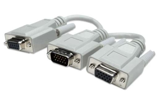 MANHATTAN 328302 Cable Y para VGA, Conecta una fuente VGA a dos cables de monitor VGA, Longitud 15cm, Color Gris.