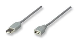 MANHATTAN 317238 Cable de Extensión USB Macho-Hembra de 3.0m Color Gris; Velocidad máxima de hasta 12 Mbps.