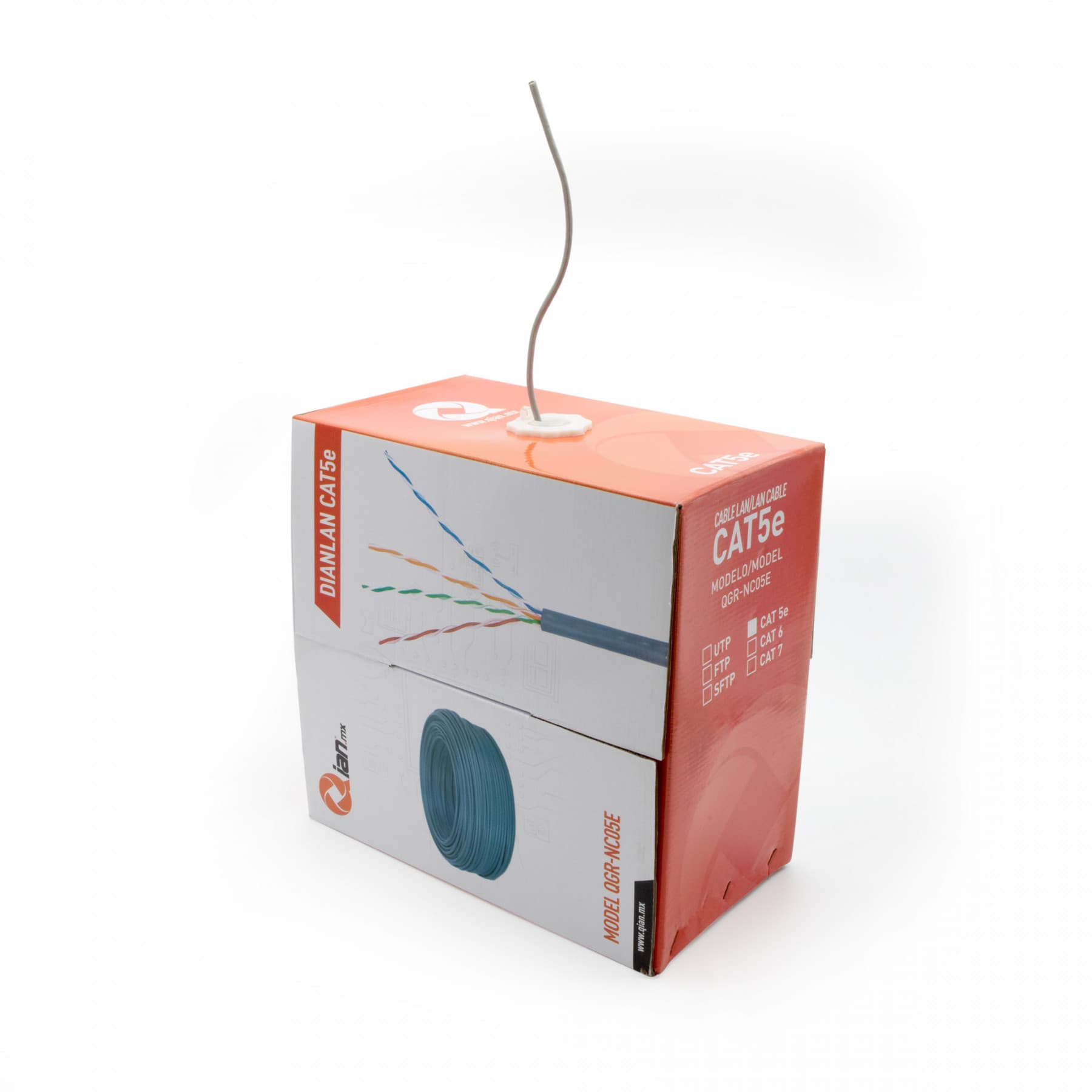Qian Bobina de Cable UTP QIAN QHR-CAT5E DIANLAN, CAT5E, AZUL, 24 AWG INTERIOR