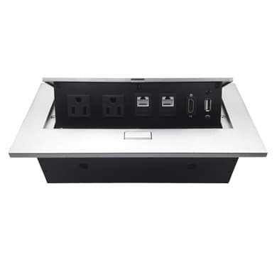 BROBOTIX Caja de Mesa, RJ45 Cat 6, HDMI, USB V2.0, Nema 5-15R, Plata, BROBOTIX 171224