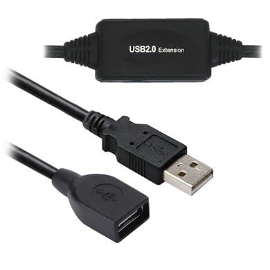 BROBOTIX Cable USB V2.0 BROBOTIX 150156, USB Tipo A macho, USB Tipo A hembra, Macho/hembra, 20 m, Negro