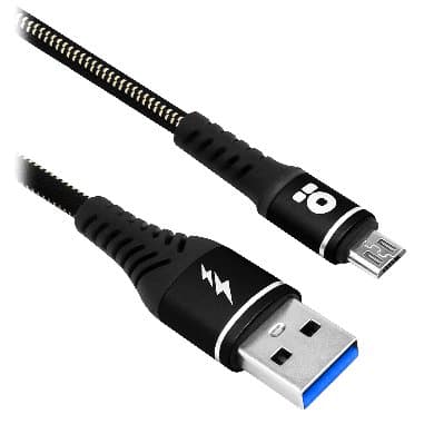 BROBOTIX Cable USB V2.0 Tipo Micro B, 1.0 M, Denim, Negro (6000724), Brobotix