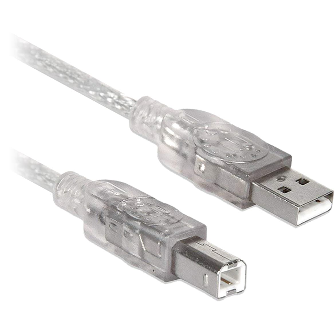 BROBOTIX Cable USB A a B, V2.0 Para impresora universal, Alta velocidad, Plateado translucido, 4.5 m, 102366 BROBOTIX