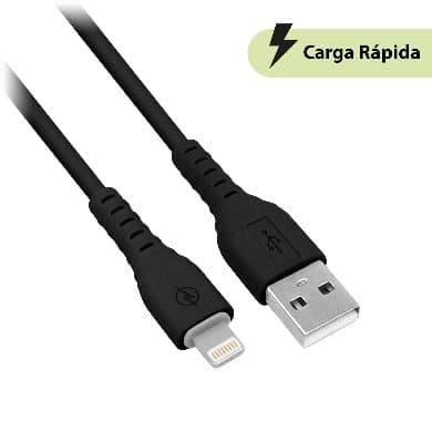 BROBOTIX CABLE CARGA RÁPIDA LIGHTNING, PVC, 1.0 M, NEGRO (6001752), Brobotix