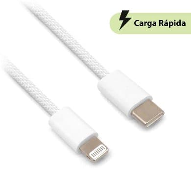 BROBOTIX CABLE CARGA RÁPIDA, USB TIPO C A LIGHTNING, TEJIDO, 1.0 M, GRIS (6001530), Brobotix