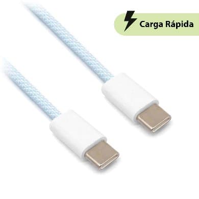 BROBOTIX CABLE CARGA RÁPIDA, USB TIPO "C" A TIPO "C", TEJIDO, 1.0 M, AZUL (6001554), Brobotix