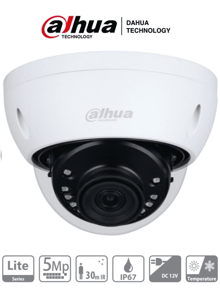 Dahua Technology DAHUA HAC-HDBW1500E-28 - Cámara Domo de 5 Megapixeles Antivandalica/ Lente de 2.8mm/ 111 Grados de Apertura/ IR de 30 Mts/ IP67/ IK10/