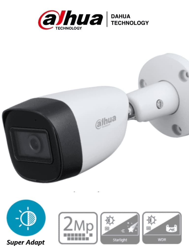 Dahua Technology DAHUA HAC-HFW1231CM-28 - Camara Bullet 1080p/ Super Adapt/ Metalica/ Lente de 2.8mm/ WDR Real de 130 dB/ 107 Grados de Apertura/ 30 Mts de IR/ IP67