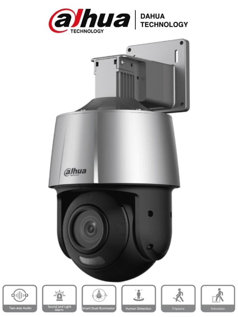 Dahua Technology DAHUA SD3A200-GN-A-PV - Cámara IP PT de 2 Mp Full C/ Disuasión Activa/ Lente Fijo/ IR de 30 Metros/ H.265+/ Ranura MicroSD/ Audio Bidirecc/ IP66/ PoE/