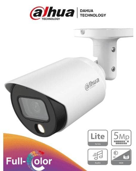 Dahua Technology DAHUA HAC-HFW1509T-A-LED - Cámara Bullet Full Color de 5 Megapixeles/ Lente de 3.6 mm/ Micrófono Integrado/ Leds para 20 Metros/ Metalica/ IP67
