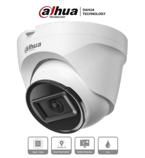 Dahua Technology DAHUA IPC-T1E20 -Camara IP Domo de 2 MP, lente de 2.8 mm y 99° de visión. IR de 30 m, protección IP67,PoE. DWDR, 3D NR, HLC, BLC y compresión H.265+