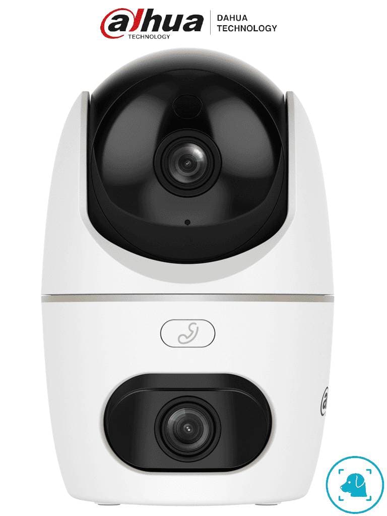 Dahua Technology DAHUA DH-HPT1539DD-STW-5E2-IL - Cámara IP PT Dual de 10 Mp/2 Lentes de 3k/ 30 de IR y Luz Visible/ Boton de Llamada/ Audio 2 vías,Ranura MicroSD