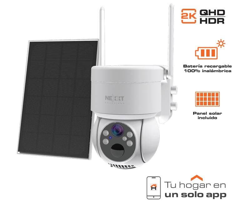 Nexxt Solutions Home Cámara NEXXT con panel solar para exterior NHC-OP20S/ Resolución 2K de 3MP / 100% inalámbrico/Luz LED/ activada por movimiento