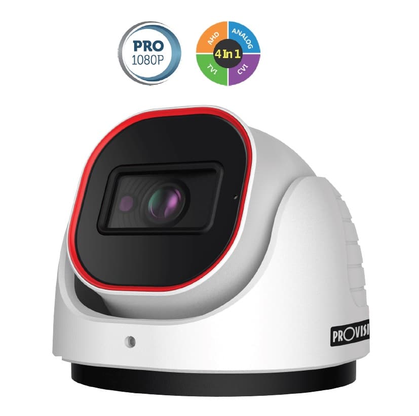 PROVISION-ISR Camara domo AHD 2 MP(AHD/TVI/VCI), 700 TVL (CVBS), Lente fijo 2.8mm (88°), IR hasta 20 mts, BLC, HLC, CoC, IP67