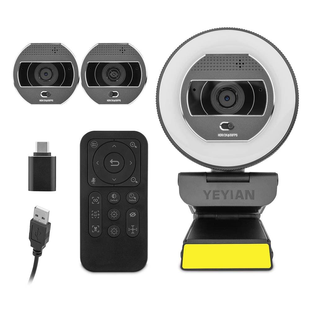 Yeyian YEYIAN CAMARA FLEXCAM PARA STREAMING CON ILUMINACION MIXTA Y CONTROL REMOTO, 2K 2560X1440P A 30 FPS, COD H.264 Y 265, CON MIC MOD. YPW-QHDAF-M1
