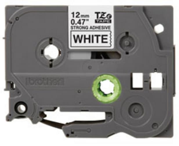 BROTHER Etiqueta blanca continua laminada con adhesivo super resistente Brother TZES231, de 12 mm de ancho x 8 mts de largo. Impresión en negro.