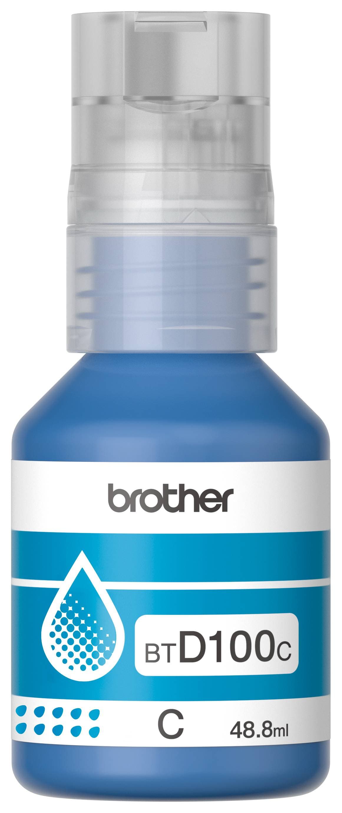 BROTHER Botella de tinta Brother BTD100C cian, rendimiento aproximado 5,000 páginas, compatible con DCPT230, DCPT530DW, DCPT730DW, MFCT930DW