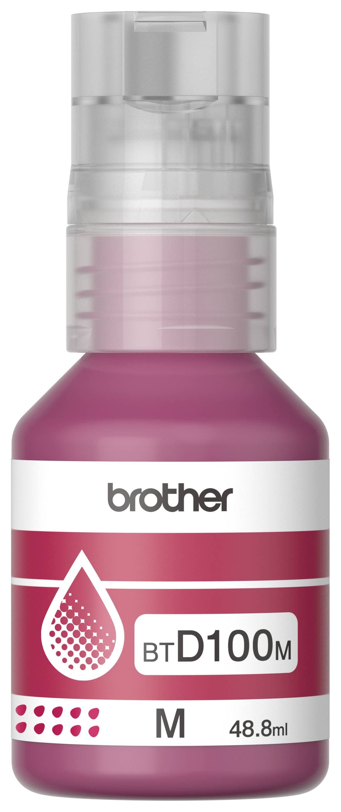 BROTHER Botella de tinta Brother BTD100M magenta, rendimiento aproximado 5,000 páginas, compatible con DCPT230, DCPT530DW, DCPT730DW, MFCT930DW