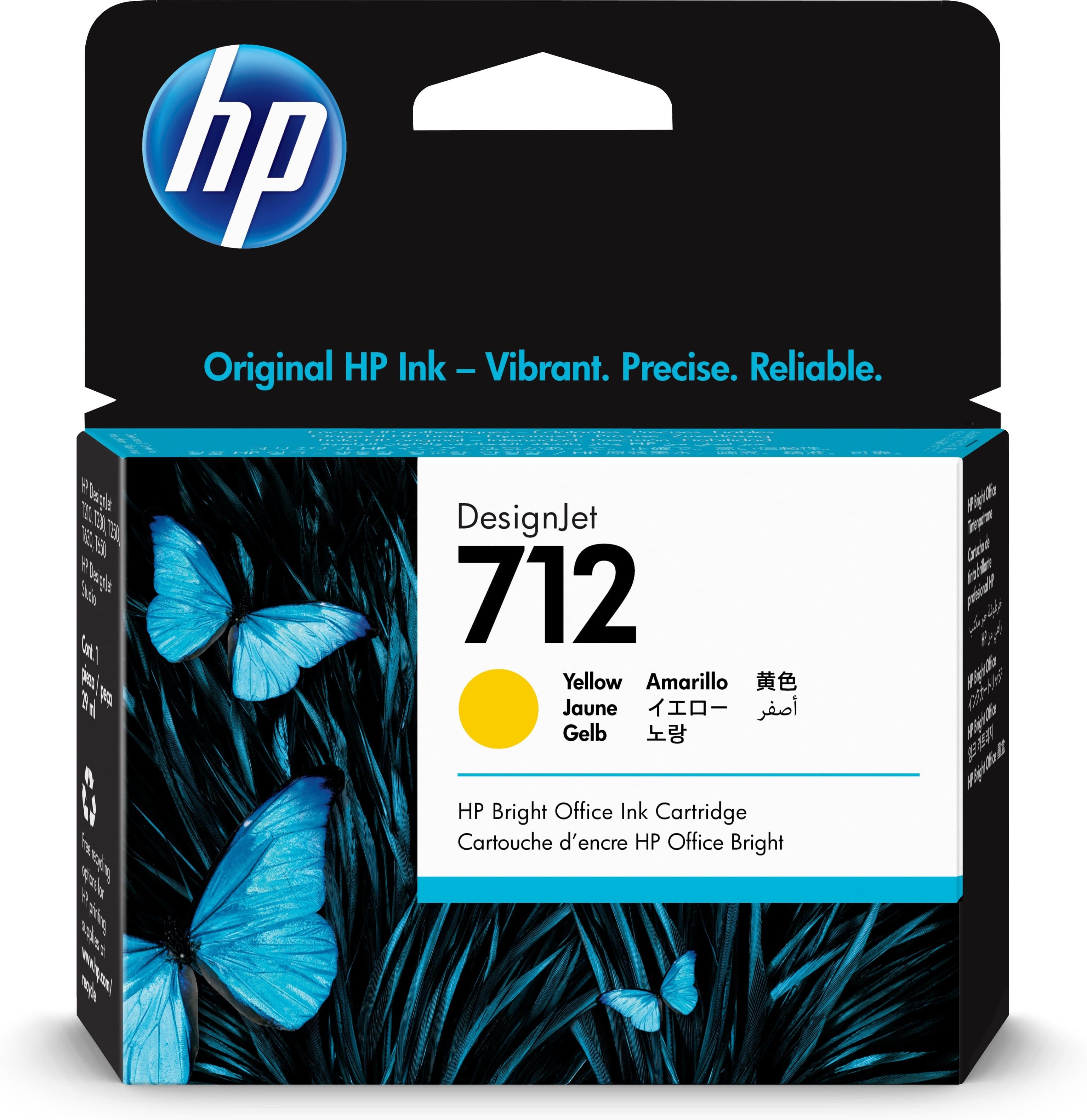 HP Tinta HP 712 3ED69A, Amarillo, 29ml