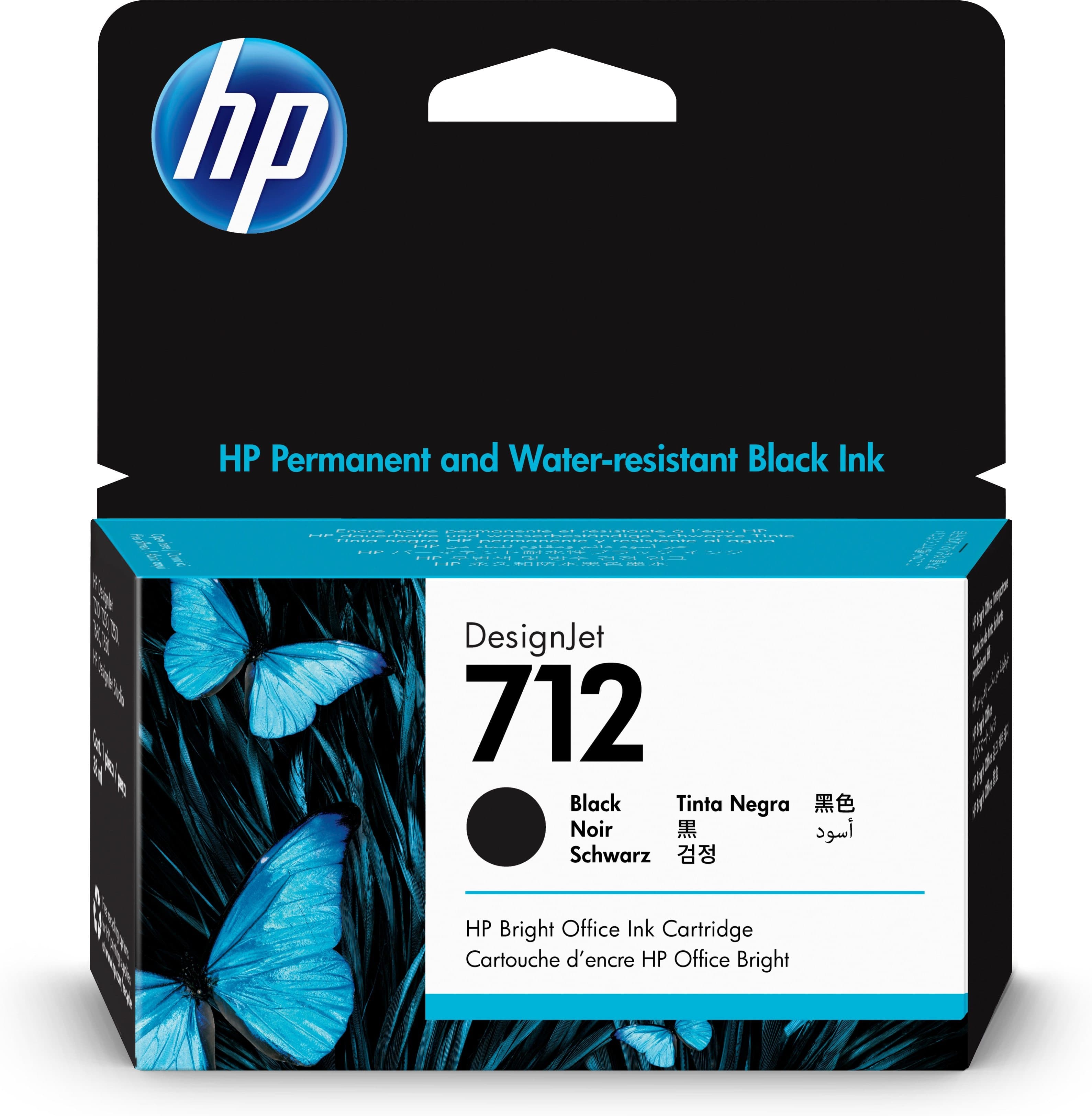 HP Tinta HP 712, 3ED70A, Negro 38ml