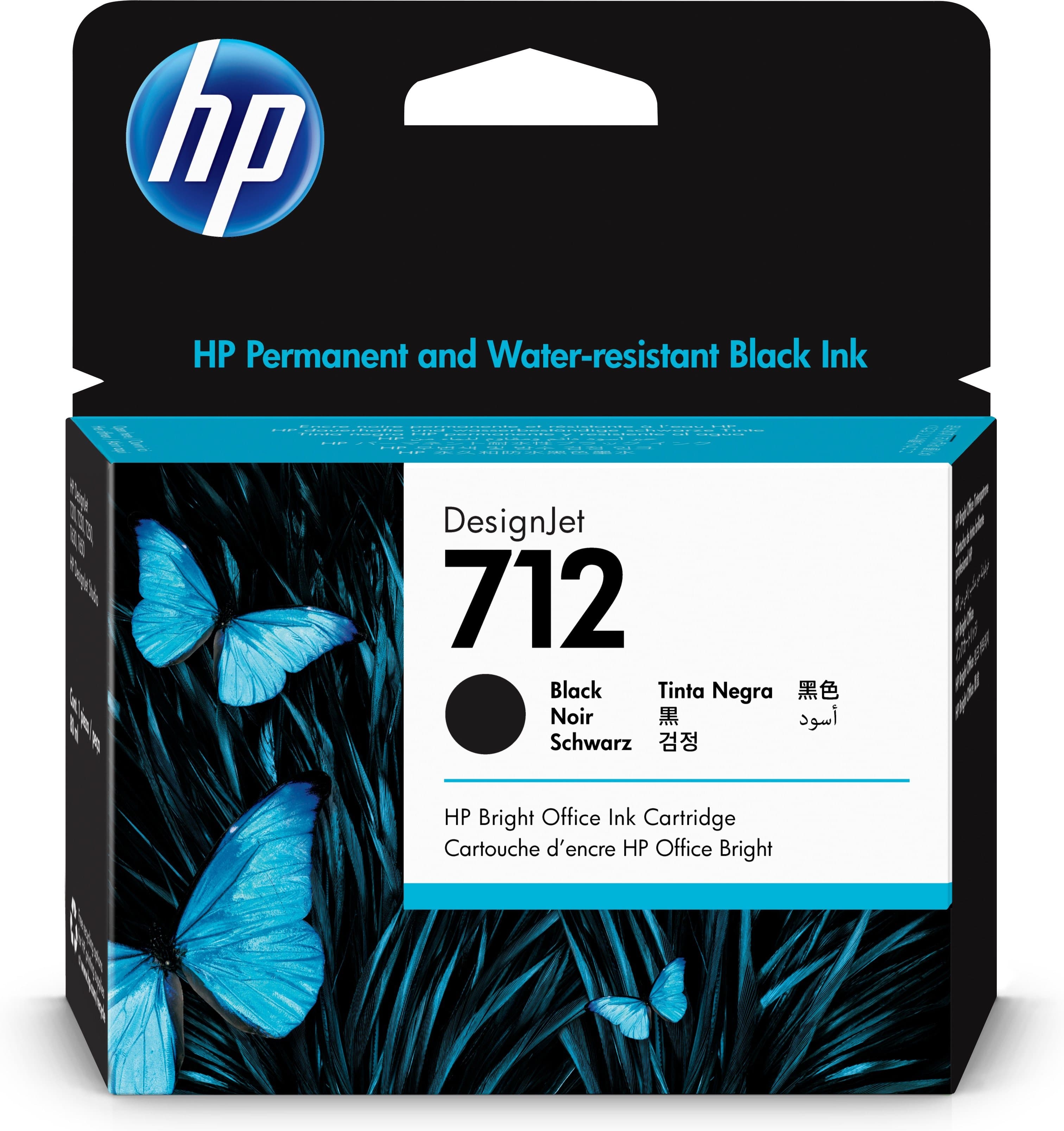 HP Tinta HP 712, 3ED71A, Negro 80ml