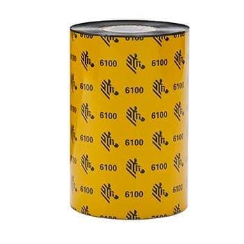 ZEBRA Wax/Resin Ribbon, 110mmx450m (4.33inx1476ft), 6100 (06100BK11045); Standard, 25mm (1in) core, 6/box