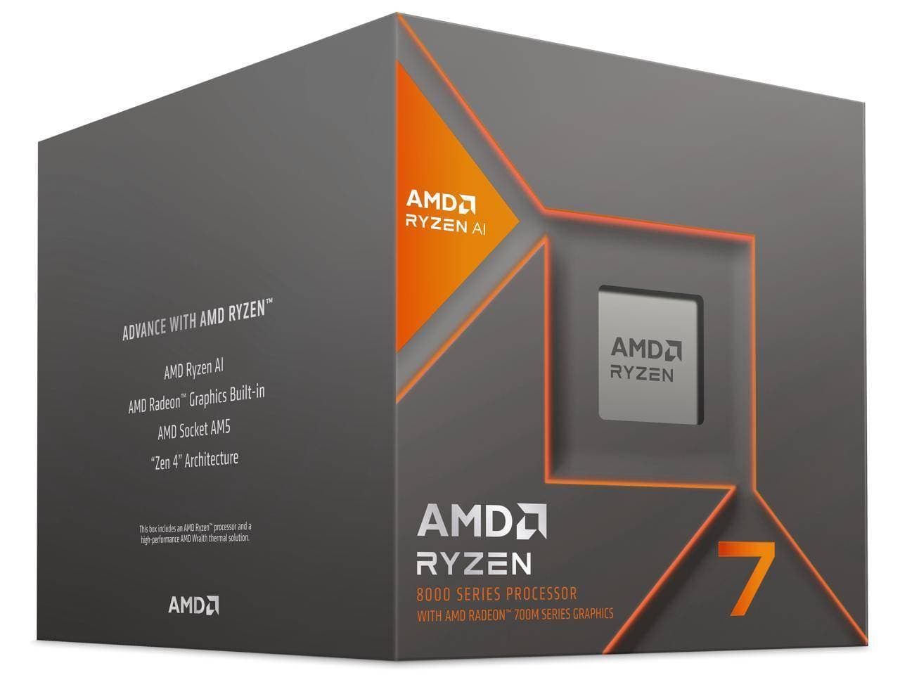 AMD AMD RYZEN 7 8700G, 8 núcleos, Socket AM5, Con Ventilador, Con Gráficos Incluidos.