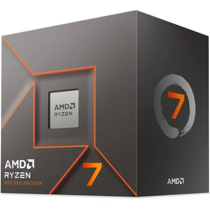 AMD AMD RYZEN 7 8700F, 8 núcleos, Socket AM5, Con ventilador, Se requiere una tarjeta gráfica independiente