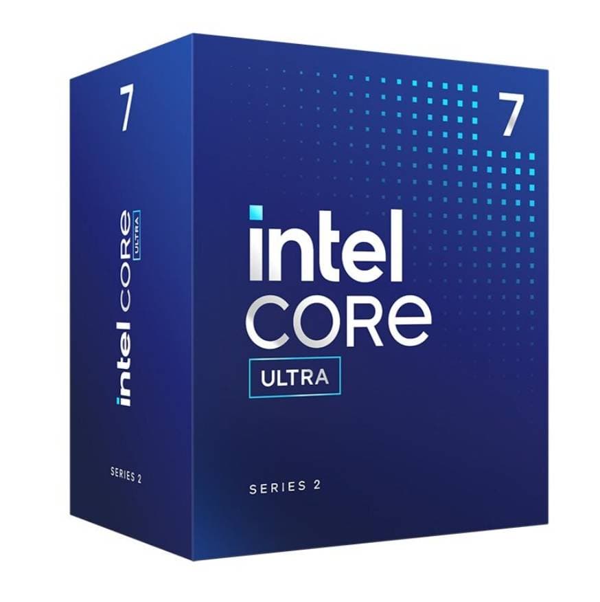 INTEL Procesador Intel Core Ultra 7 de 5.3 GHz, 20 núcleos (8P + 12E), 33 Tops (IA), Socket LGA 1851 con gráficos y disipador.