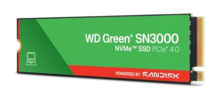 SANDISK SSD WD Green SN3000 NVMe, 500GB, M.2, 4100 MB/s Escritura, 5000 MB/s Lectura, PCI Express 4.0