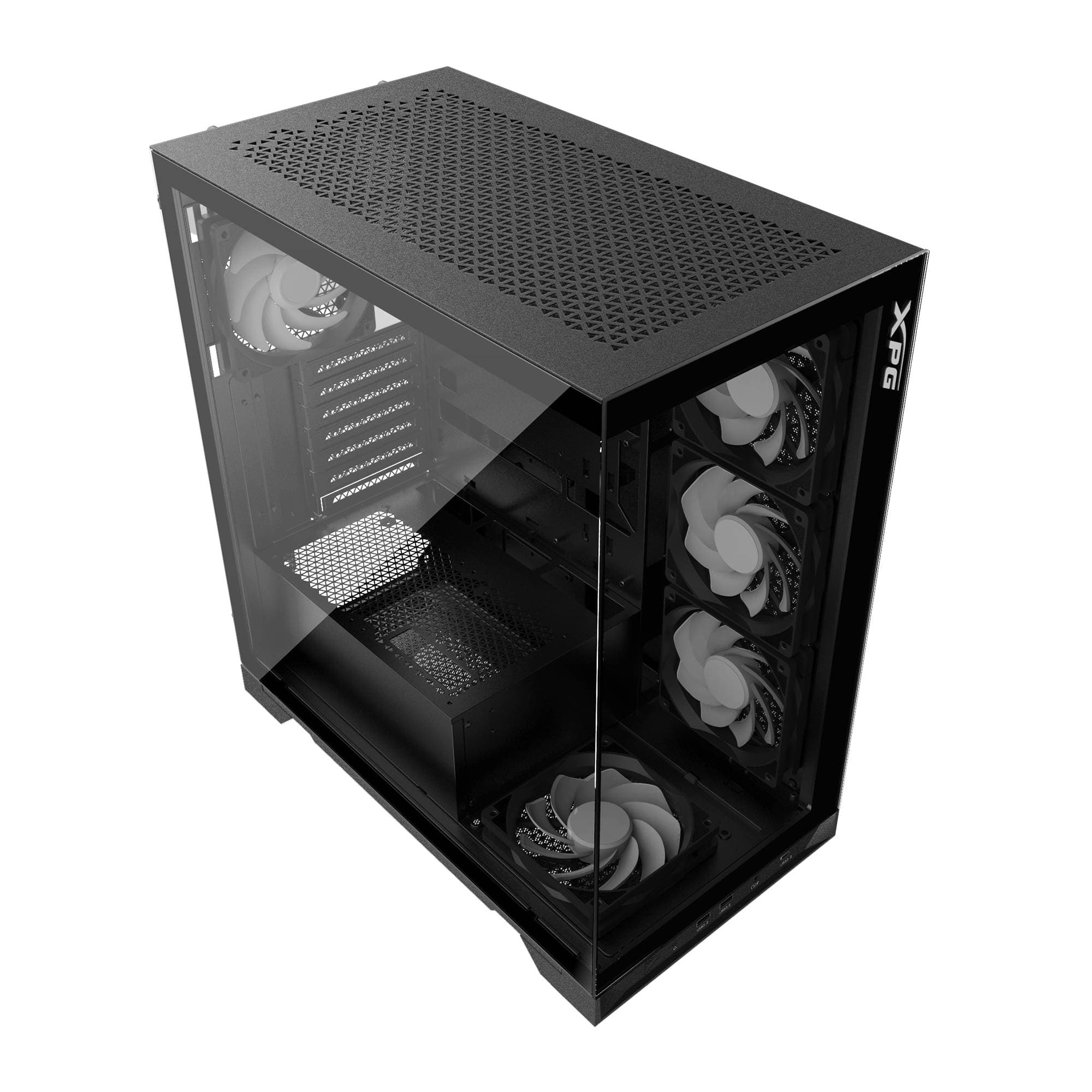 XPG Gabinete GAMER XPG INVADER X Media torre (ATX, Micro-ATX y Mini-ITX) Panel frontal y lateral vidrio templado. Ventiladores incluidos. INVADERXMT-BKCWW