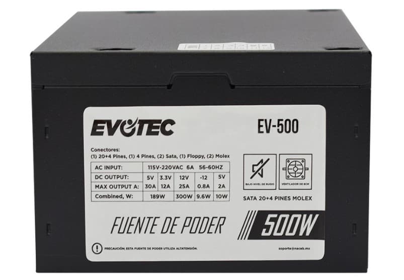 EVOTEC Fuente de Poder EVOTEC EV-500, Negro, 500 W