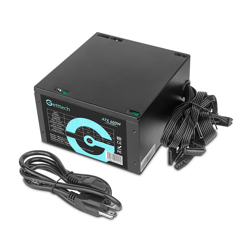 GETTTECH GETTTECH FUENTE DE PODER ATX 600W, VENTILADOR DE 120MM, MTBF 100,000 HORAS, EFICIENCIA ENERGETICA, NEGRO, MOD. GFS-60020