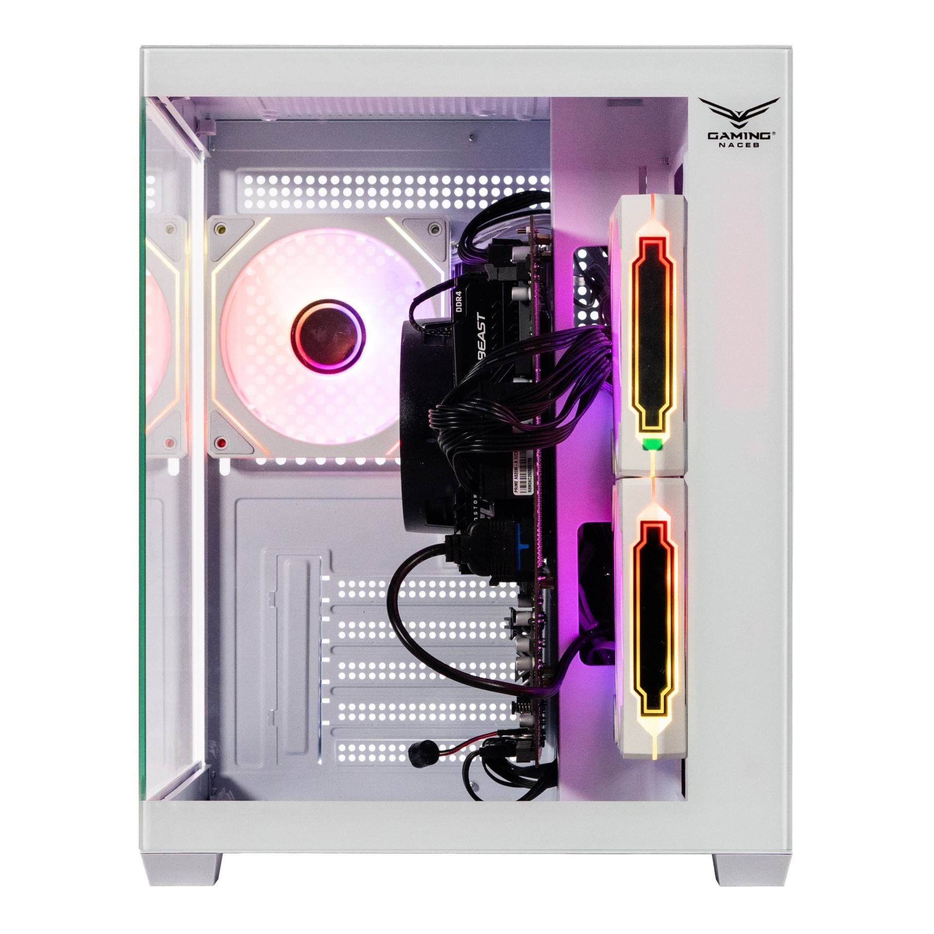 Naceb Gaming NACEB GABINETE GAMER C/VENTANA Cristal templado, Ventiladores 2 Laterales, 1 Posterior USB 3.0 x2, USB 2.0 x1 HD Audio/HD Micrófono x1 ARGB NA-0636B