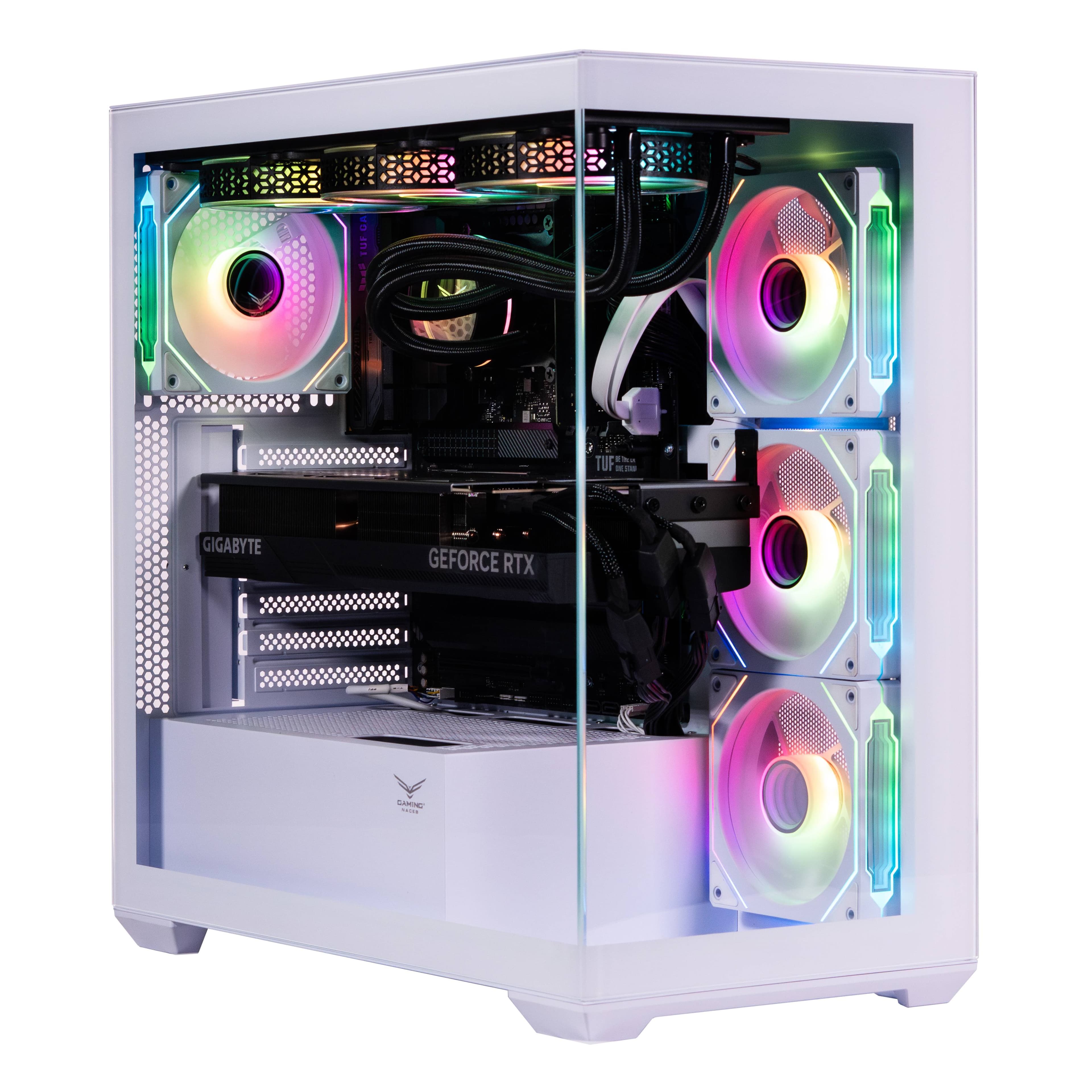 Naceb Gaming NACEB GABINETE GAMER MEDIA TORRE CRISTAL TEMPLADO ATX,MICROATX, VENTILADORES 3 Frontales, 1 Posterior BLANCO,USB 3.0 x2 HD Audio/Micrófono x1 NA-0637B