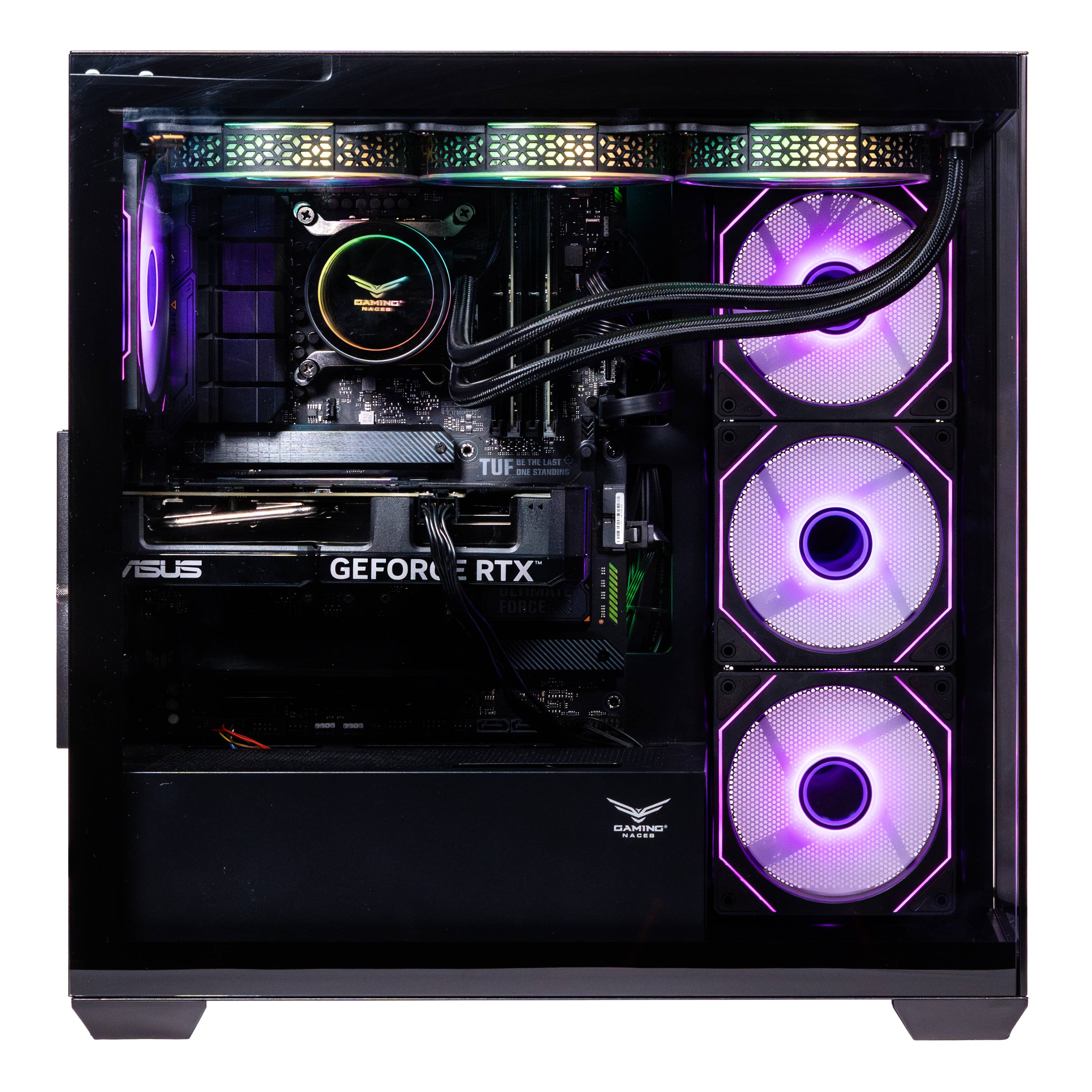 Naceb Gaming NACEB GABINETE GAMER MEDIA TORRE Cristal templado, ATX, MicroATX, Ventiladores 3 Frontales, 1 Posterior ARGB, USB 3.0x2 HD Audio/Micrófono x1 color negro N