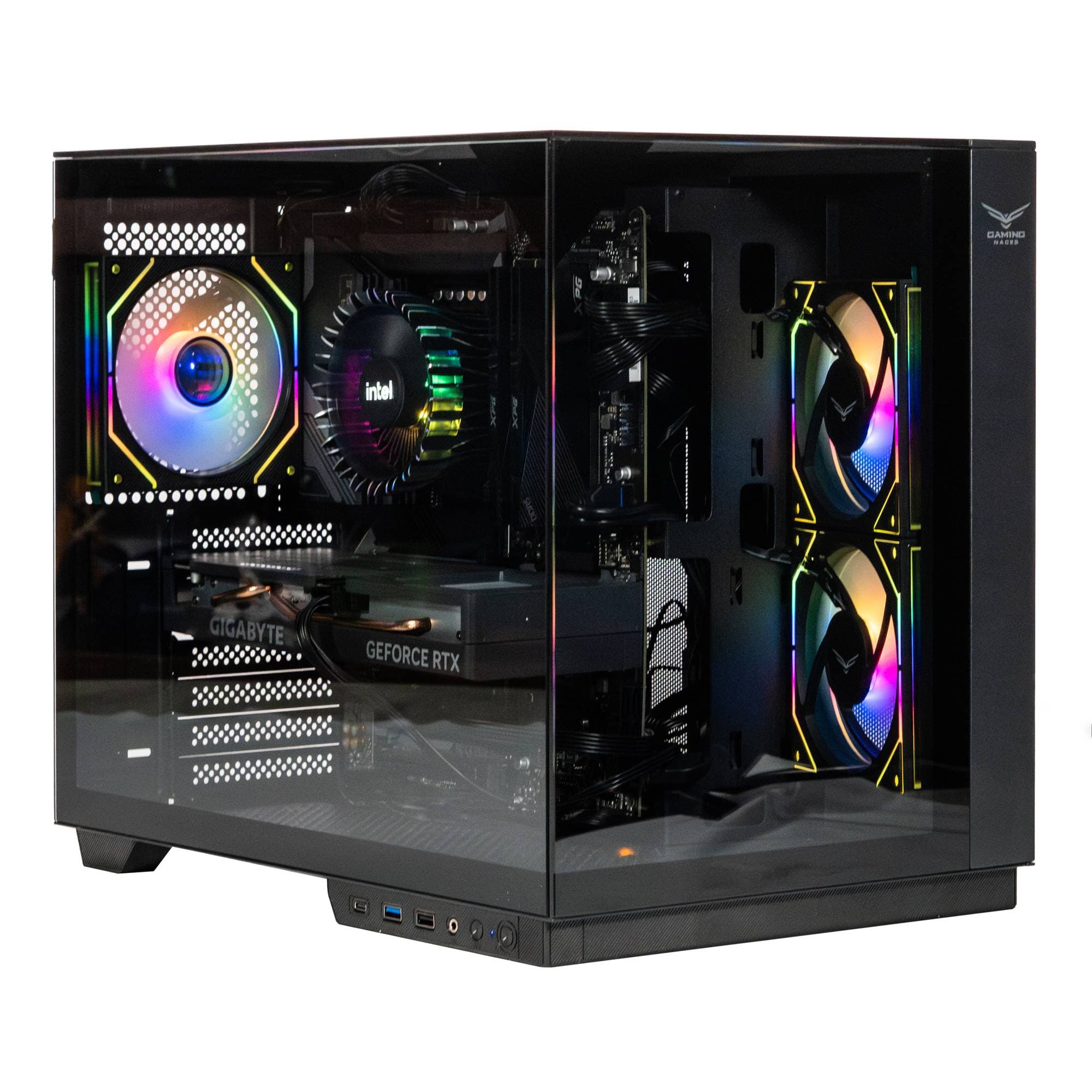 Naceb Gaming GABINETE GAMER ITX, MicroATX, ATX CRISTAL TEMPLADO, Ventiladores 2 Frontales, 1 Posterior ARGB, USB 3.0 x1, USB C x1, USB 1.1 x1 HD Audio x1 NA-0638