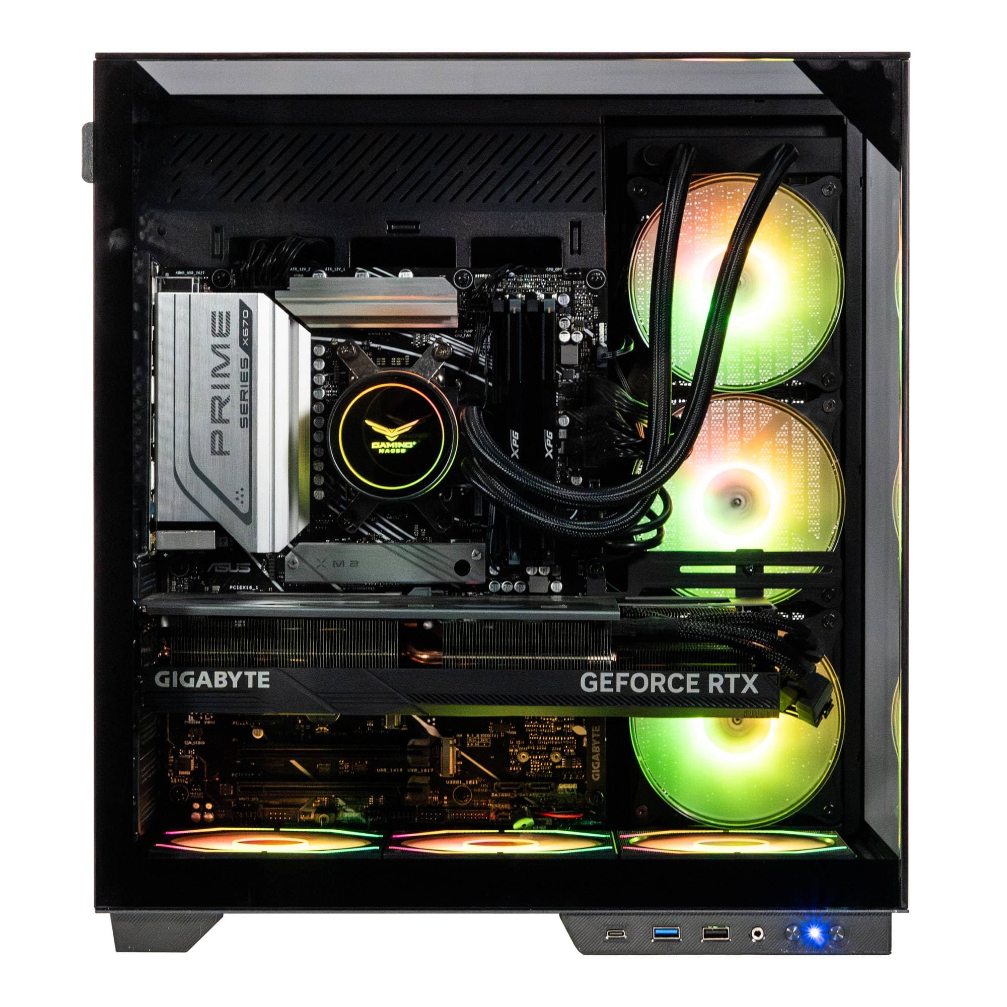 Naceb Gaming GABINETE GAMER ITX, MicroATX, ATX CRISTAL TEMPLADO ,3 Frontales, 1 Posterior ARGB,USB 3.0 x1, USB C x1, USB 1.1 x1 HD Audio x 1 NA-0639