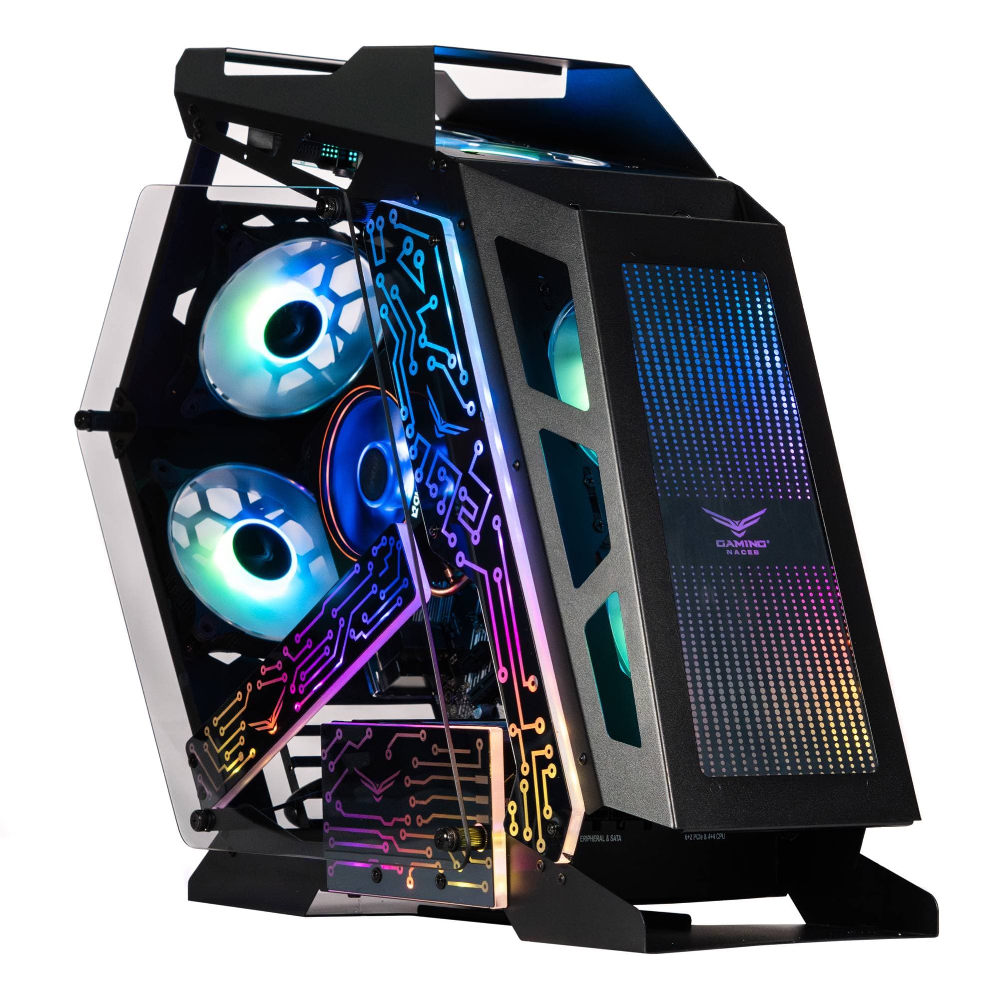 Naceb Gaming Gabinete Gaming ESPECIAL CON CRISTAL TEMPLADO , ITX, MicroATX, Ventiladores 2 Frontales 1Posterior ARGB USB 3.0 x1, USB 1.1 x1 HD Audio x1 NA-0641
