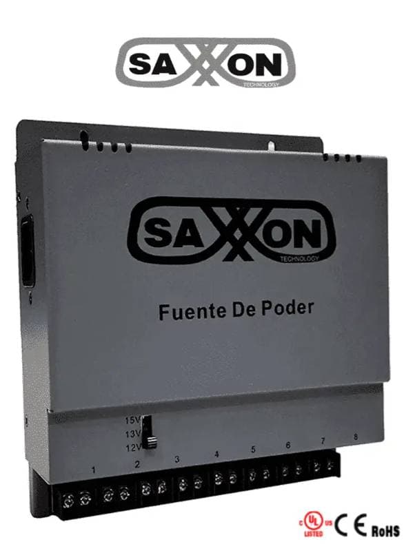 SAXXON SAXXON ENERGIA PSU1208A - Fuente de poder Regulable Metálica 8 Ch Voltaje de Ajuste 12V 13V o 15V cc Salida 8 Amp en los 8 Canales Máximo 1 Amp canal