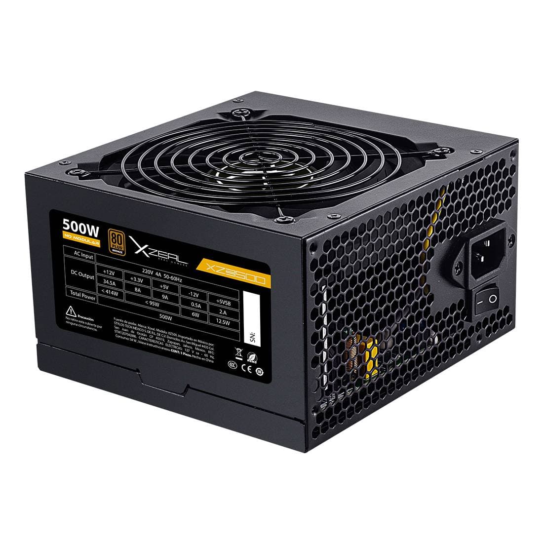 Xzeal FUENTE DE PODER XZ500 ATX 500W NEGRO. XZPS500B