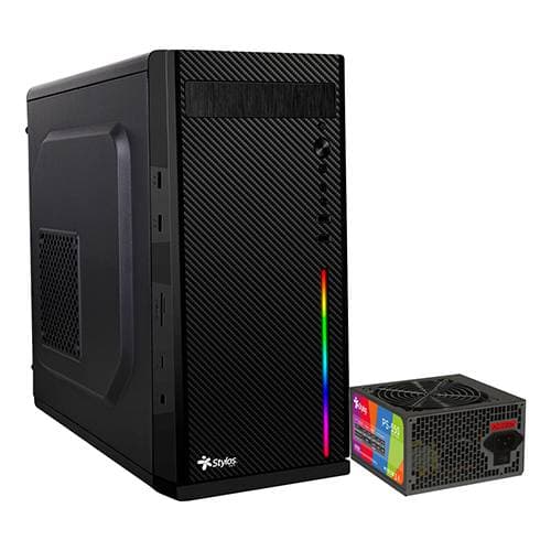 Stylos Gabinete Oficina Secai Micro Tower Stylos RGB con fuente de poder 550W STGASC1B
