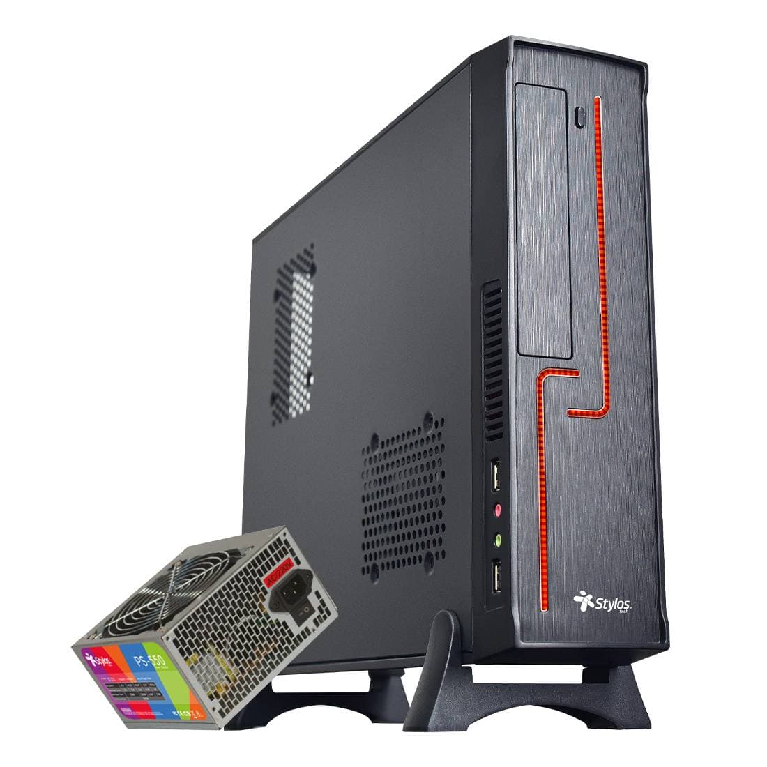 Stylos Gabinete Oficina Keelan Slim ITX Stylos con fuente de poder 550W STGAKL1B